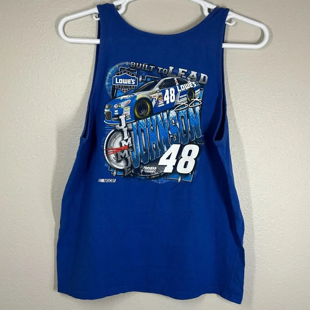 Men's Jimmie Johnson #48 Lowe's NASCAR Blue Graphic Tank Top Size L